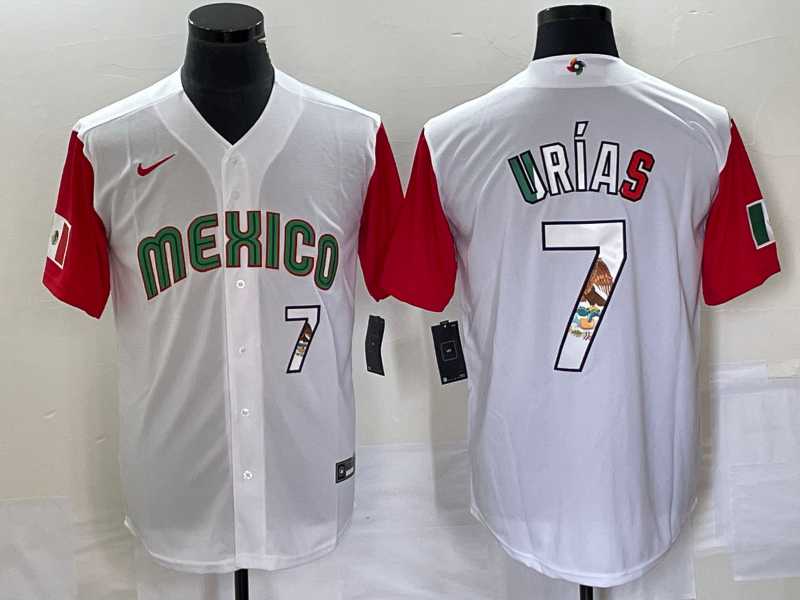 Men's Mexico Baseball #7 Julio Urias Number 2023 White Red World Classic Stitched Jersey13,We sell and wholesale Men's Mexico Baseball #7 Julio Urias Number 2023 White Red World Classic Stitched Jersey13 on line form chian!